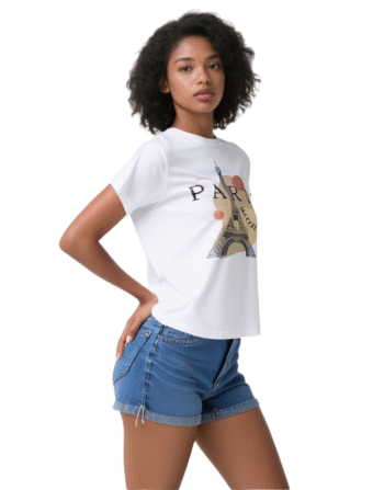 Modrenza Baskılı Sıfır Yaka Tişört