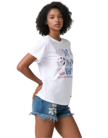 Modrenza Baskılı Sıfır Yaka Tişört