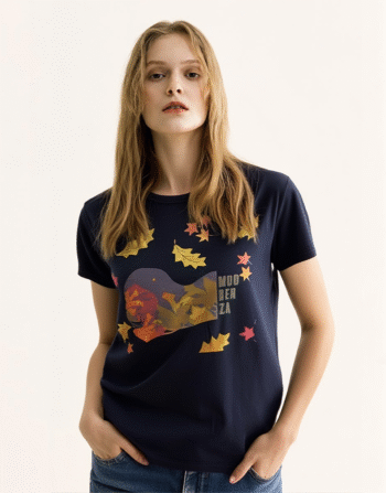 Modrenza Baskılı Sıfır Yaka Tişört