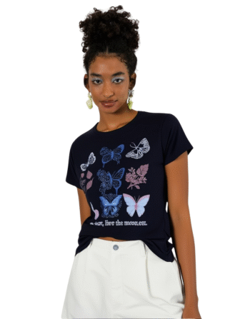 Modrenza Baskılı Sıfır Yaka Tişört