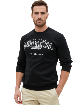 Modrenza Baskılı Siyah Sweatshirt