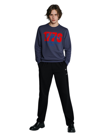 Modrenza Baskılı Sweatshirt – Füme Kışlık Casual Yuvarlak Yaka