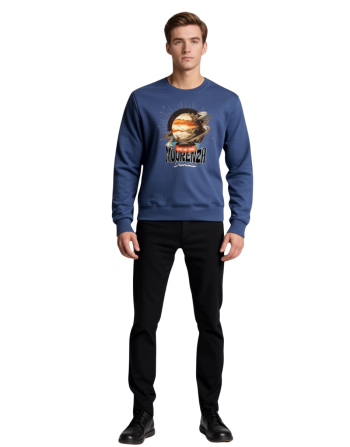 Modrenza Baskılı Sweatshirt – Füme Kışlık Casual Yuvarlak Yaka