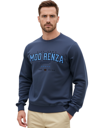 Modrenza Baskılı Sweatshirt – Füme Kışlık Casual Yuvarlak Yaka