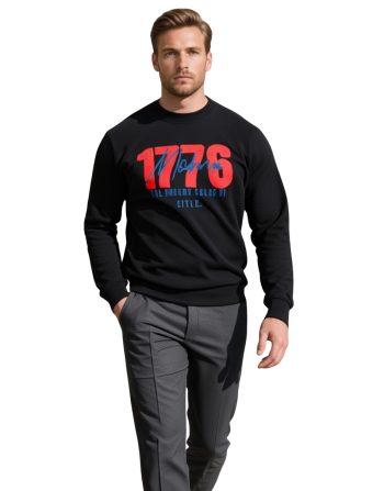 Modrenza Baskılı Siyah Sweatshirt