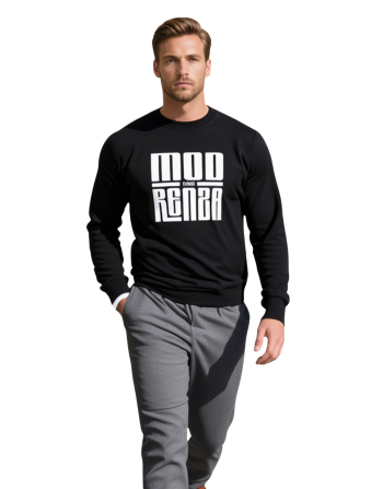 Modrenza Baskılı Siyah Sweatshirt