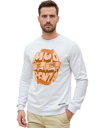 Modrenza Baskılı Beyaz Sweatshirt