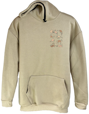 Kadın Bej Kapüşonlu Şardonlu Sweatshirt – Baskılı | Kedilerin Oyun Hali