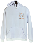 Kadın Beyaz Kapüşonlu Sweatshirt – 3 İplik Şardonlu, Baskılı | Kedilerin Oyun Hali