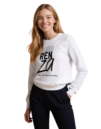 Modrenza Baskılı Kadın Şardonlu Sweatshirt – Beyaz | Günlük & Casual