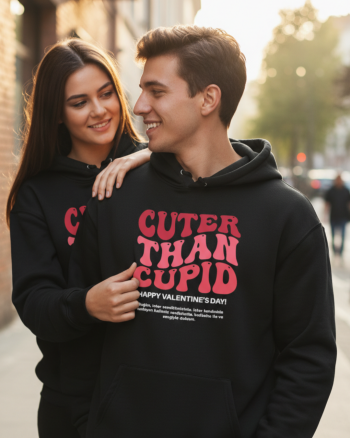 Sevgililer Günü’ne Özel Kapşonlu Sweatshirt – DTG Baskı, %100 Pamuk