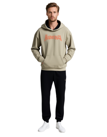 Modrenza Baskılı Kapüşonlu Bej Sweatshirt