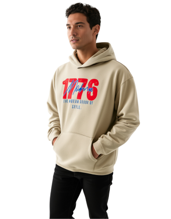 Modrenza Baskılı Kapüşonlu Bej Sweatshirt