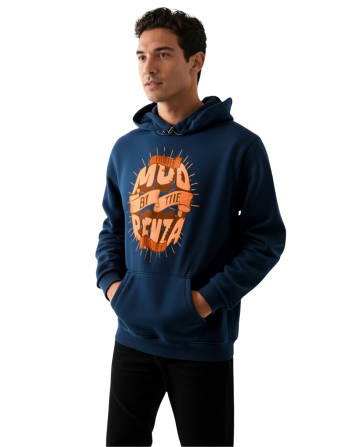 Modrenza Baskılı Kapüşonlu Siyah Sweatshirt